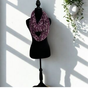 Charming Charlie  Women's  Infinity Scarf /Wrap Plum Purple with Floral Pattern